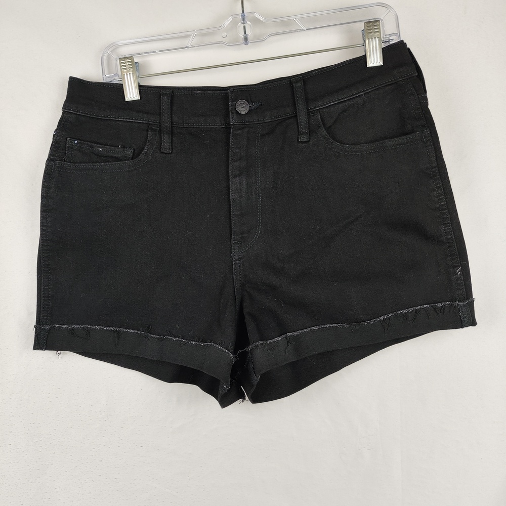 Hollister Denim Shorts Juniors 15 Black High Rise Cutoff Raw Hem Stretch 3 In